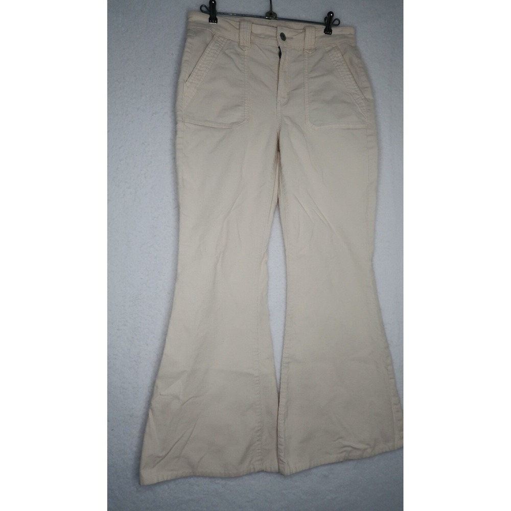 American Eagle Women's‎ Corduroy Pants 8 Reg Festival Flare Beige Boho Western